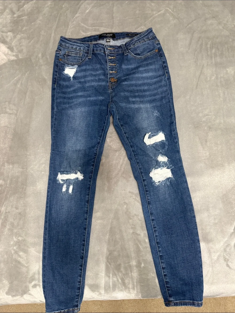Judy Blue Dark Waffle Distressed Hi-Rise Skinny Jeans style# JB58307 item 72502